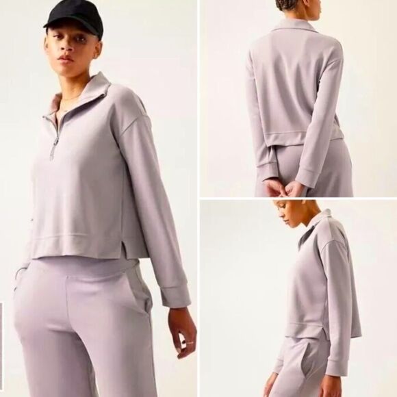 ATHLETA SeaSoft 1/4 Zip Sweatshirt 3X athleisure zip front high neck lavender. - Picture 1 of 9